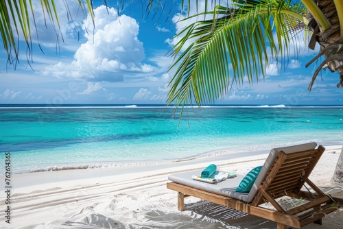 Open book on beach lounger, relaxing on beach vacation