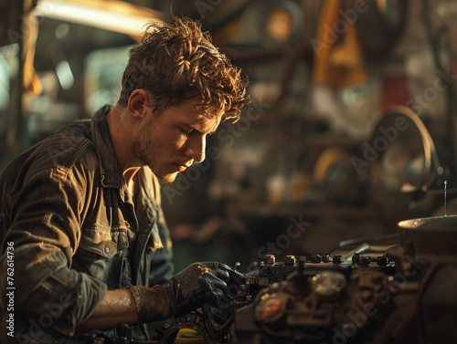 Develop a backstory for an employee who learned the importance of checking the oil from their father at a young age, incorporating memories of bonding over shared mechanical tasks, up32K HD