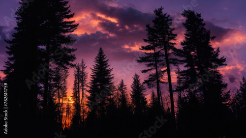 Twilight Serenity: A Wilderness of Vibrant Skies and Whispering Pines