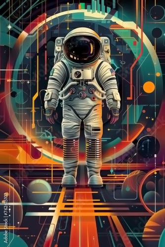 Abstract astronaut in space, AI Generated