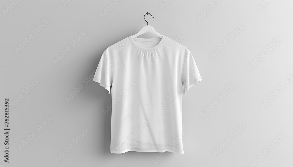 White T-Shirt Hanging on Hanger