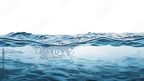 Clean drinking water cross sectional view with air bubbles on an isolated background