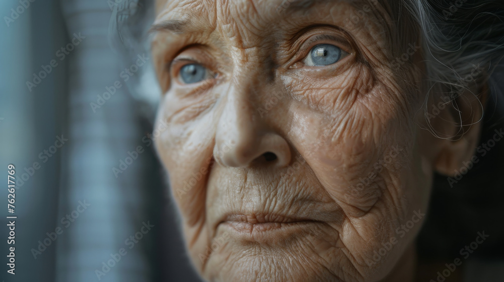 The face of an elderly person suffering from memory loss The face of an elderly person suffering from memory loss