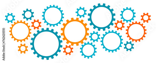 Big and little gears border graphics  horizontal.