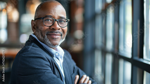 A portrait of a confident black businessman mature