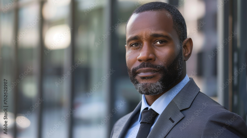 A portrait of a confident black businessman mature