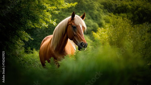 Harmony in the Wild: A Chestnut Horse's Tranquil Realm © Yolhan