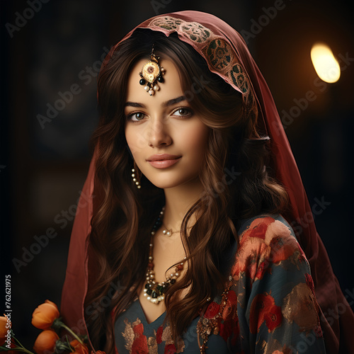 A beautiful and Arabic young smilin woman portrait