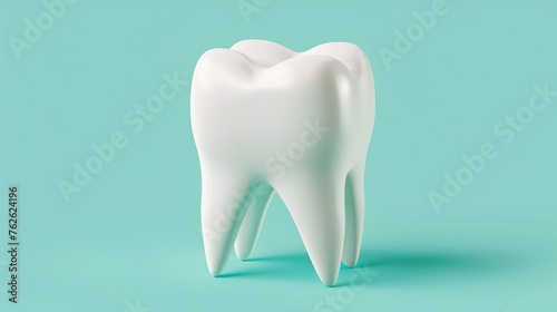a tooth model on a blue background