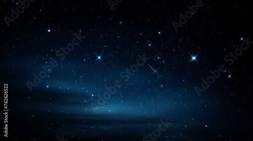 Starry night background with radiant celestial bodies and light trails