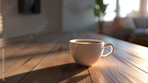 a background that complements the white cup of coffee and maintains visual clarity. A clean, uncluttered background helps highlight the subject and enhances the realism of the photo.