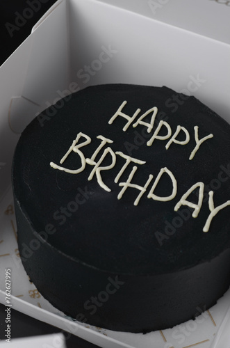 Birthday Cake, Black and White Bento Cake, Minimalistic Design