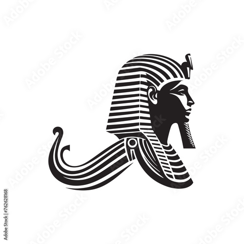 Vector Tutankhamun Silhouette Illuminating the Majesty and Mystique of Ancient Egypt. Tutankhamun black illustration.