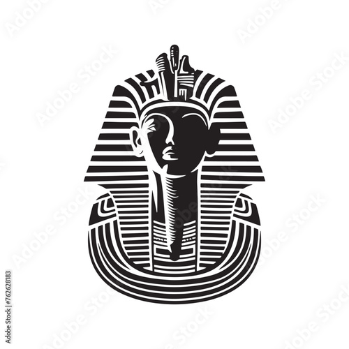 Vector Tutankhamun Silhouette Illuminating the Majesty and Mystique of Ancient Egypt. Tutankhamun black illustration.
