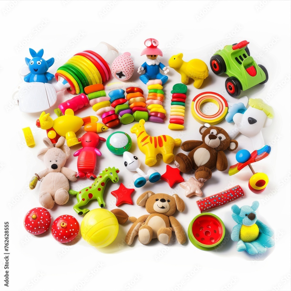 children's toys set isolated on white background children's toys set isolated on white background