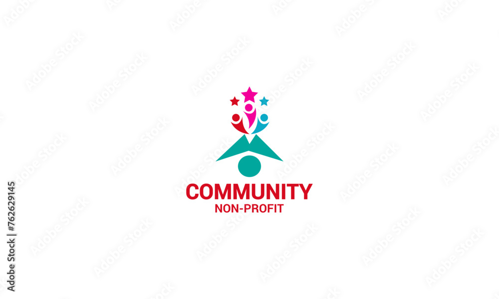 Community people logo design with line art style
