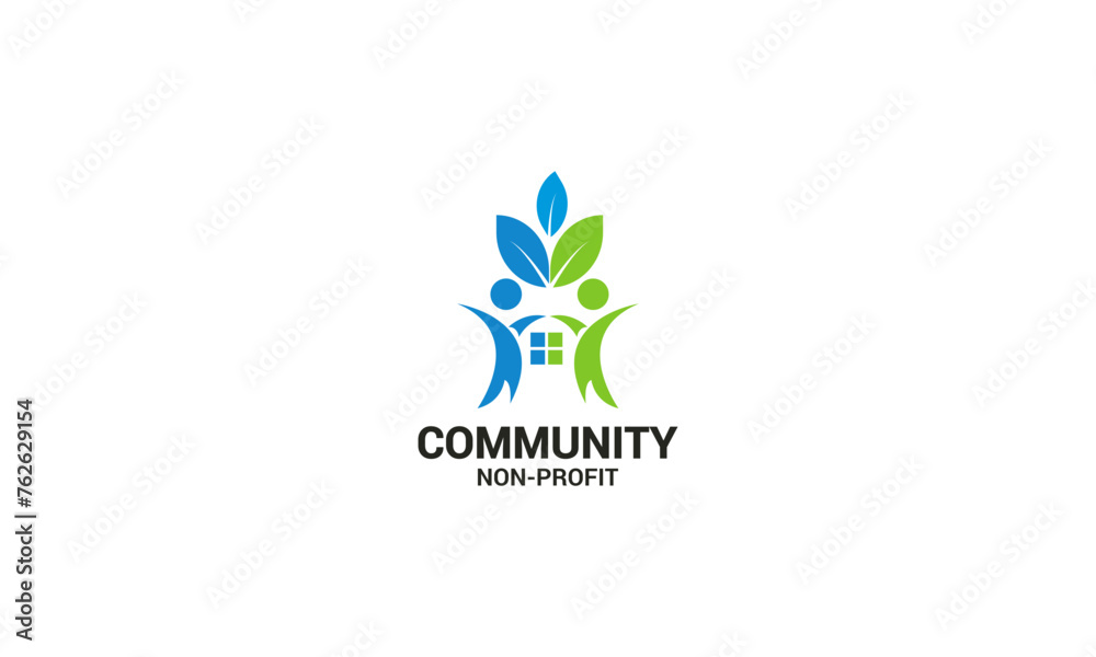 Community people logo design with line art style
