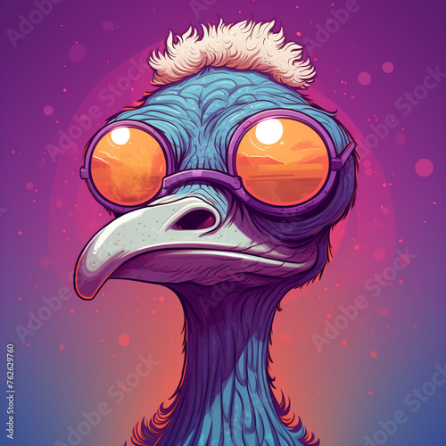 hypno ostrich cartoon сreated with Generative Ai