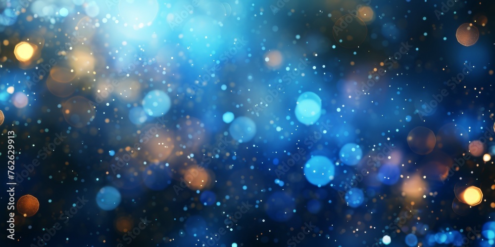 Abstract background with bokeh defocused blue lights