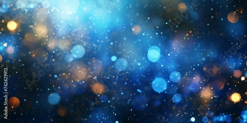 Abstract background with bokeh defocused blue lights © Tetyana