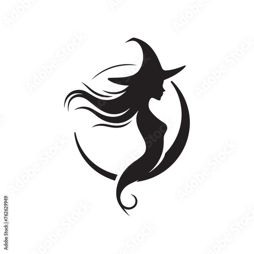 Witching Hour Wonders: Vector Witch Silhouettes Conjuring Mystical Charm and Enchantment in Design, Halloween vector.