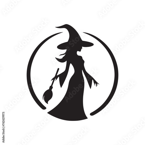 Witching Hour Wonders: Vector Witch Silhouettes Conjuring Mystical Charm and Enchantment in Design, Halloween vector.