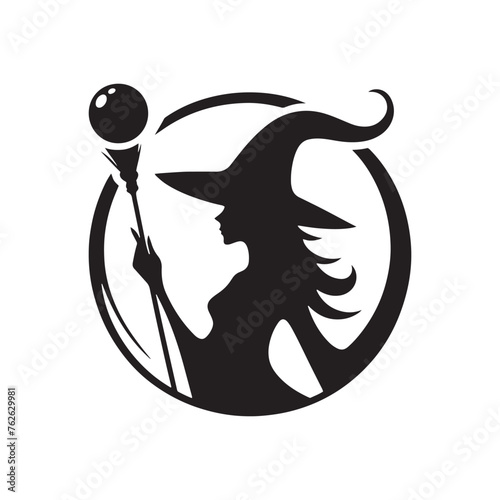 Witching Hour Wonders: Vector Witch Silhouettes Conjuring Mystical Charm and Enchantment in Design, Halloween vector.