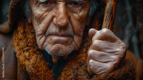 Elderly man, Mexican, Latino, approximately 75 years old, holding a cane