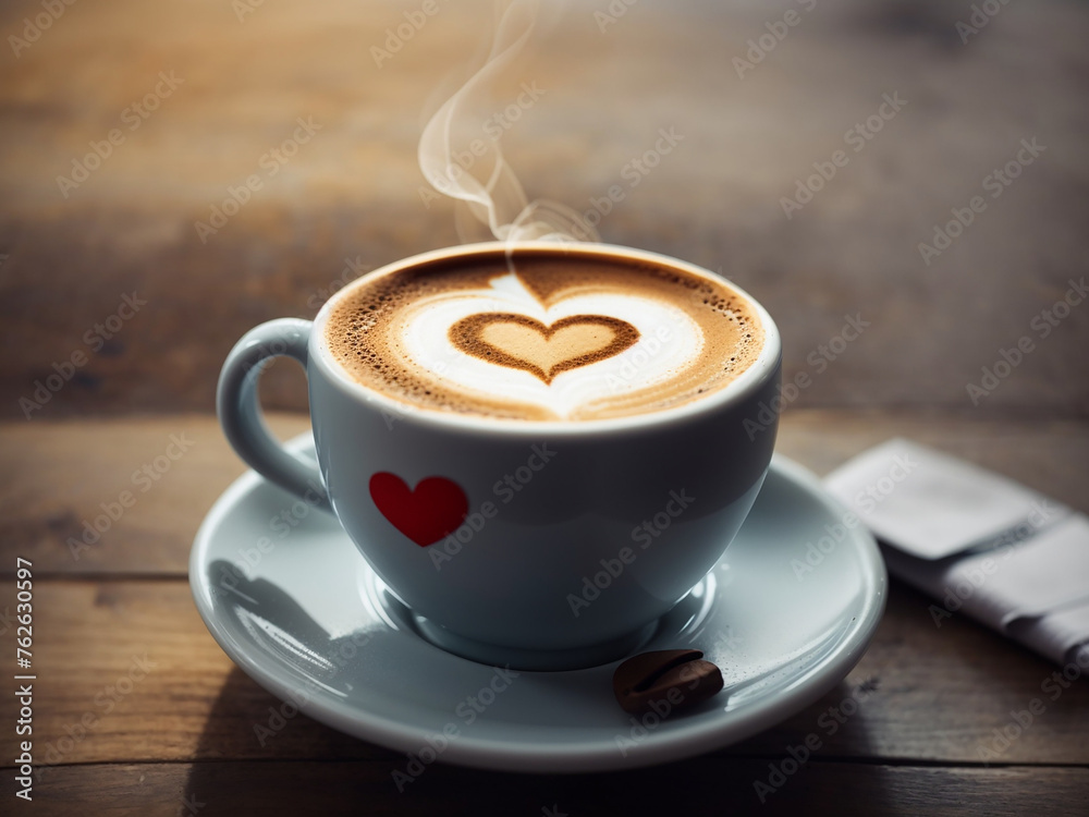 Cup of coffee with a heart drawn in foam Cup of coffee with a heart drawn in foam