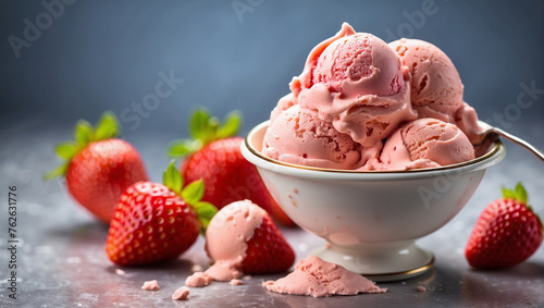 ice cream strawberry with cup 