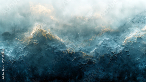 An abstract light blue artwork background. Big ocean waves. 