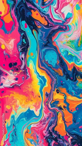 Vibrant Abstract Painting With Multicolored Paint