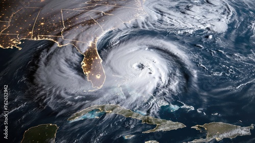 Satellite View of a Hurricane Generative AI photo
