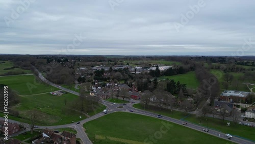 High Angle Footage of Central Harpenden Town of England United Kingdom. March 16th, 2024 photo