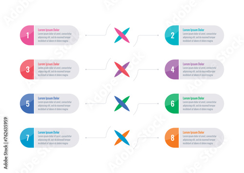eight options briefing template. Infographic template for industry, business, energy, technology, science. star infographic template. annual report, informational template for magazine
