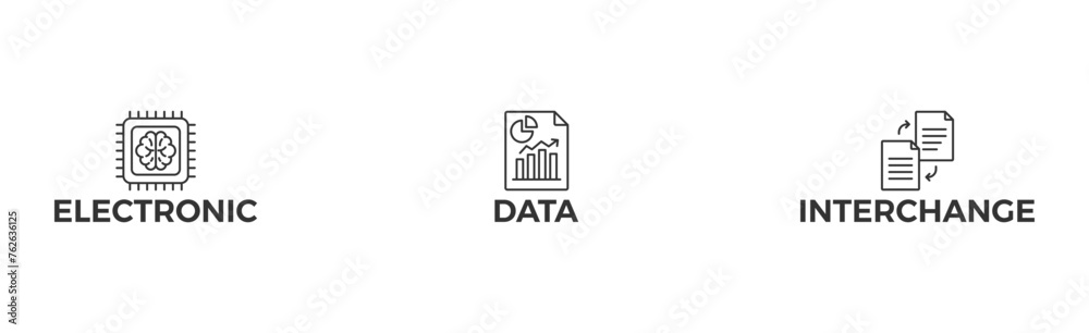 EDI banner web icon vector illustration concept for electronic data interchange of business documents standard format with a cloud server, exchange, database, file, chart, automation, and process .