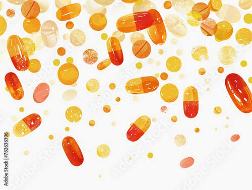 Abstract illustration of tablets, vitamins on white background. Medicine and healthy.  photo