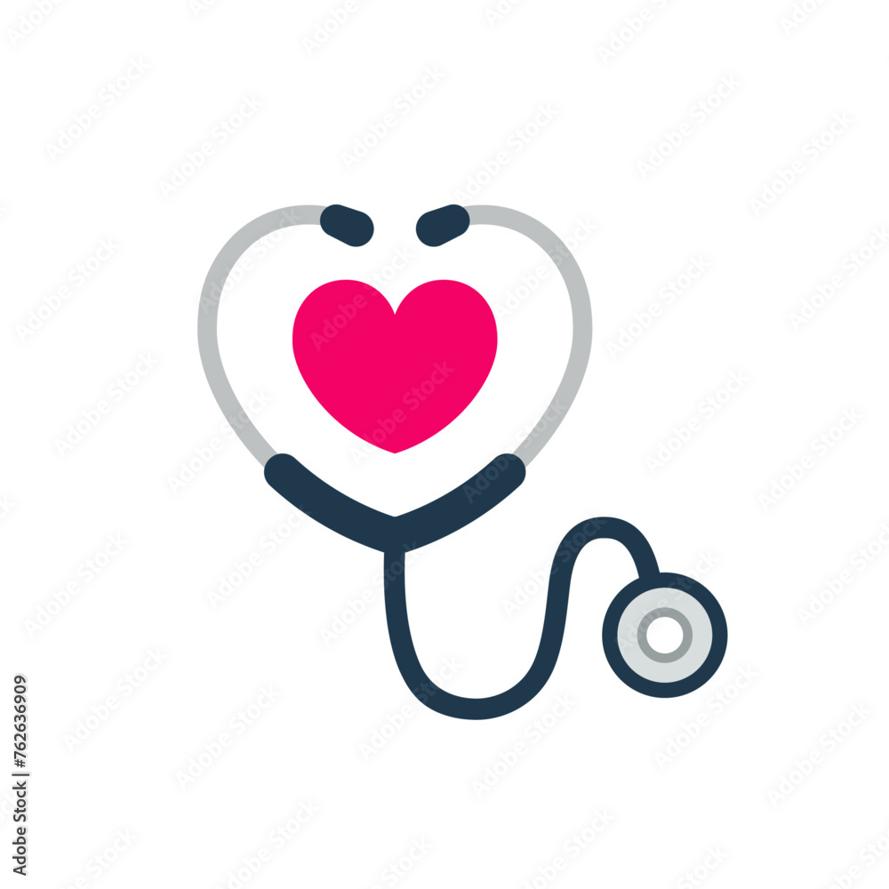 Medical stethoscope with heart icon. Health care and medicine worker symbol, Vector illustration. Medical stethoscope with heart icon. Health care and medicine worker symbol, Vector illustration.