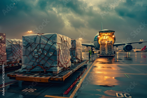 Cargo Loading at Twilight photo