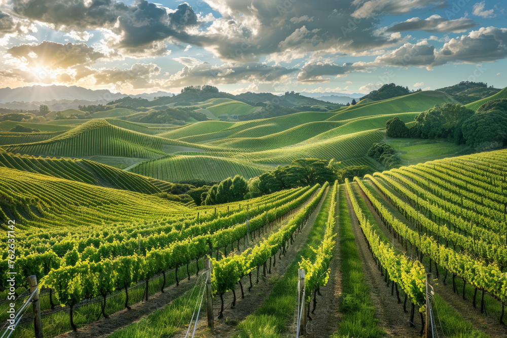 Obraz premium Verdant Vineyard Panorama