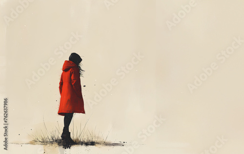 Alone or lonely person concept, AI illustration