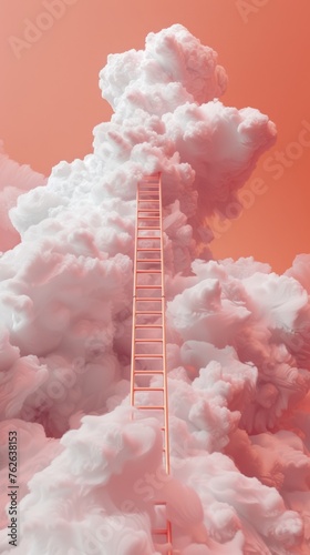 Ladder Ascending Into Cloud-Filled Sky