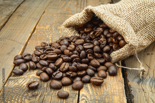 Burlap Sack of Coffee Beans © spyrakot