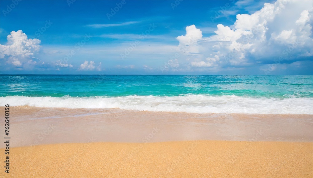 empty sand beach in front of summer sea background with copy space