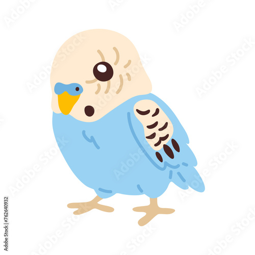 Vector illustration cute doodle sky budgerigar for digital stamp,greeting card,sticker,icon,design