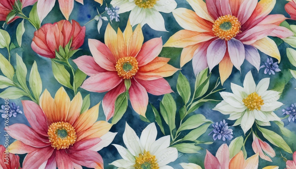 seamless floral design for background endless pattern watercolor illustration