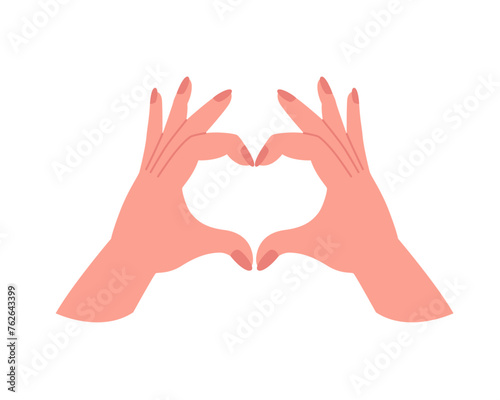Two hands in the shape of a heart. Concept symbol of love, support, family, trust, romance. Vector illustration in flat style