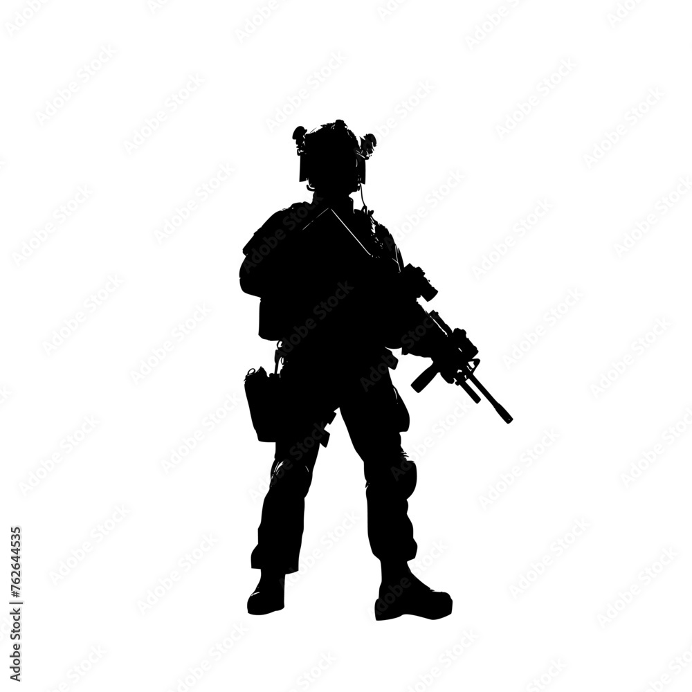 Silhouette of a soldier. vector illustration of a special ops.