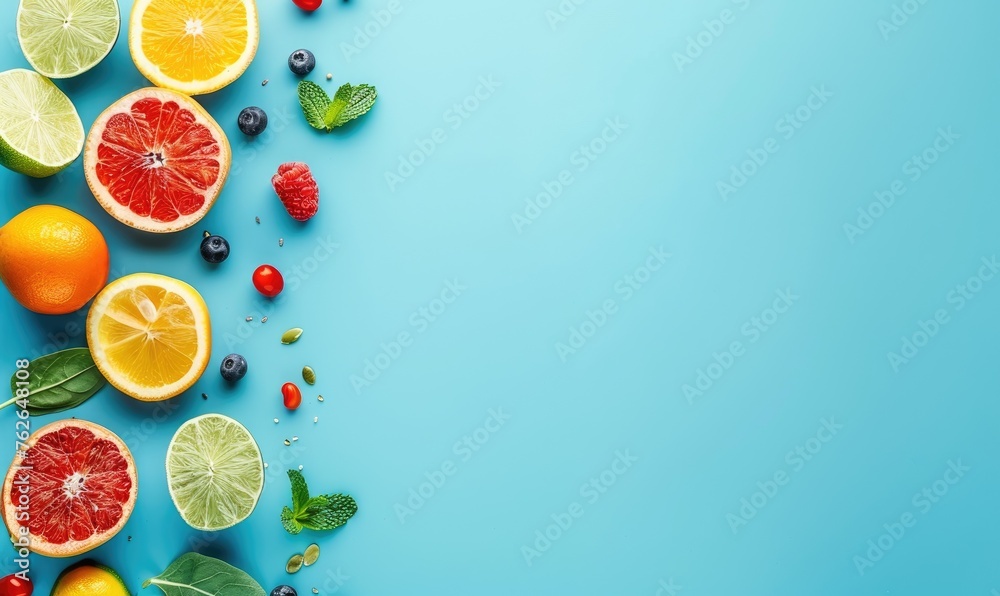 Healthy food banner, diet concept with copy space - obrazy, fototapety, plakaty 