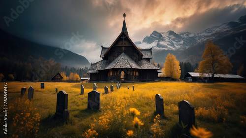 Whispers of the Past: A Serene Autumnal Evening at the Stave Church